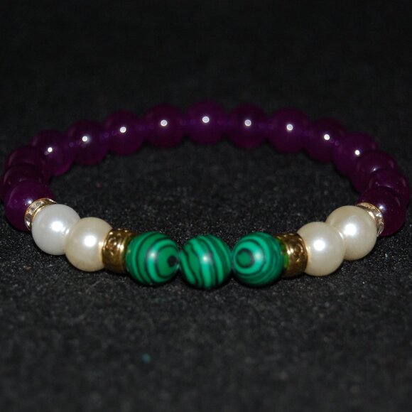 Gemstone Bracelet,Stone Beads Bracelet,Multicolor Stone Beaded Bracelet - Picture 1 of 3